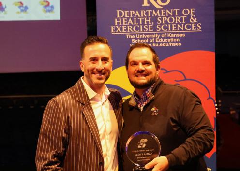 Scott Aligo 2024 HSES Outstanding Graduate Alumi with Dr. Jordan Bass